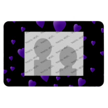 Love Hearts Pattern in Black and Purple. Vinyl Magnet