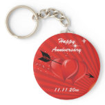 Love Hearts with Arrow Wedding Anniversary Keychain