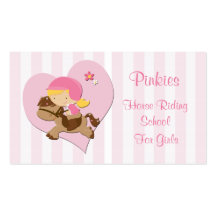 Love Horseriding Pink Heart Horse Riding School Business Card