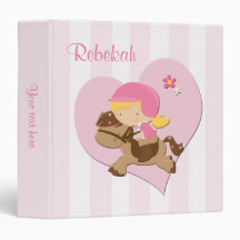 Love Horseriding Pink Stripes Binders