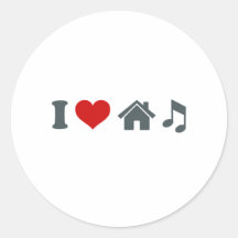 Love House Music Round Stickers