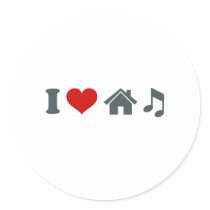 Love House Music Round Stickers