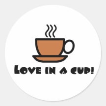 Love in a Cup Round Stickers