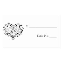 Love in Any Language in Black Wedding Place Cards Business Card Templates