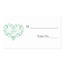 Love in Any Language in Green Wedding Place Cards Business Card Template