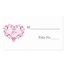 Love in Any Language in Pink Wedding Place Cards Business Cards