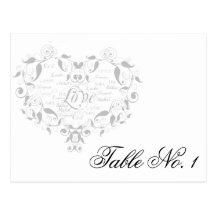 Love in Any Language in Silver Table Number Post Cards