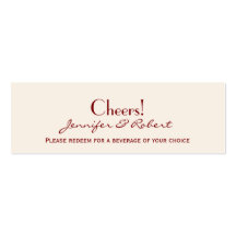 Love in Any Language Red Wedding Drink Tickets Business Card Templates