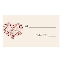 Love in Any Language Red Wedding Place Cards Business Cards