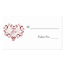 Love in Any Language Red Wedding Place Cards Business Cards