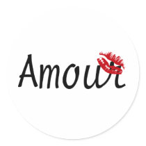 Love - in french round stickers