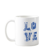 Love in Grungy Urban Blue Mugs