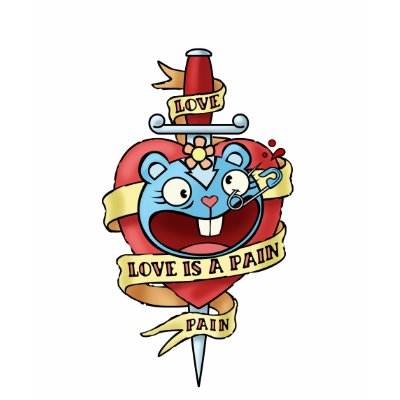 Love is a Pain T Shirts by happytreefriends
