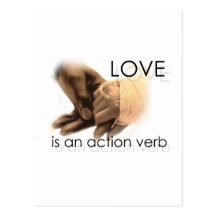 Love is an action verb post card