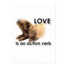 Love is an action verb postcards
