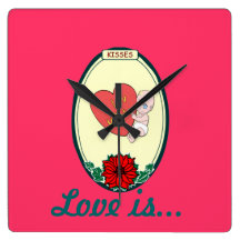 Love is ...Baby Love Square Wallclock