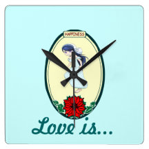 Love is ...Bride Square Wallclock