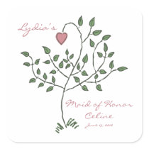 Love is deeply rooted Maid of Hono Square Stickers