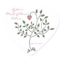 Love is deeply rooted Maid of Honour Heart Sticker