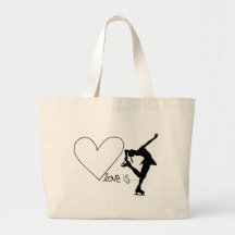 Love is Figure Skating, Girl Skater & Heart Tote Bag