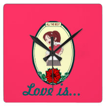 Love is ...Heart in my hand Square Wall Clocks