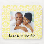 Love is in the Air yellow Damask Photo Mousepad