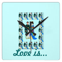 Love is ...Japanese Couple Wall Clocks