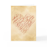 Love is patient... red calligraphic heart cards