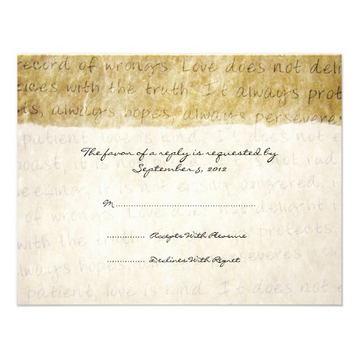 Love is Patient Vintage Wedding RSVP Personalized Announcements