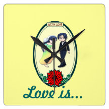 Love is ...Rainbow Bride with groom Clock