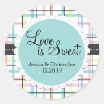 Love is Sweet - Colourful Plaid Round Stickers