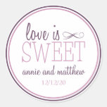 Love Is Sweet Labels (Plum Purple / Pink) Round Sticker