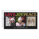 Love Joy Peace woodblock black Christmas greeting Photo Greeting Card