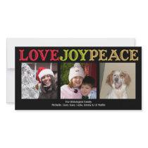 Love Joy Peace woodblock black Christmas greeting