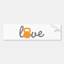 Love Kettlebell Orange Bumper Stickers
