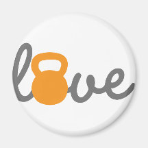 Love Kettlebell Orange Fridge Magnet