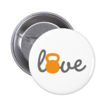 Love Kettlebell Orange Pinback Button