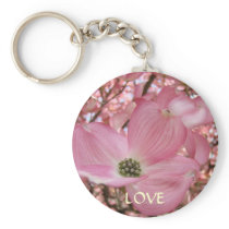 LOVE Keychain Pink Dogwood Flowers Key chains