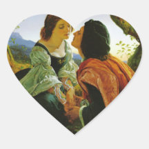 Love kiss romantic couple medieval sword Hesperus Heart Sticker