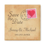 Love letter Save the Date magnet with heart stamp