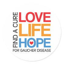 Love Life Hope - cure Gaucher disease Round Stickers