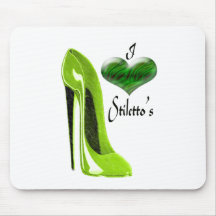Love Lime Stiletto Shoe and Heart Mouse Mats