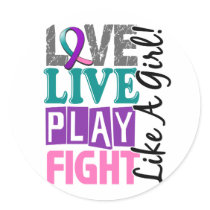 Love Live Play Fight Like A Girl Thyroid Cancer Round Sticker