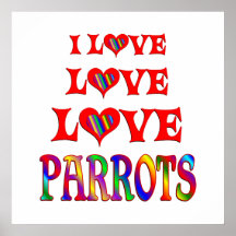 Love Love Parrots Posters