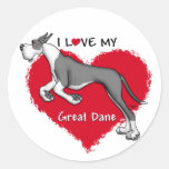 Love Mantle Great Dane Round Sticker