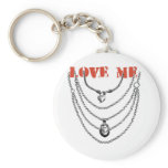 LOVE ME - CHAIN HEART CHROME PRINT KEY CHAINS