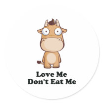 Love Me Don't Eat Me Cow Design Round Stickers