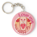 Love me Hate me pink pig keychain keychains