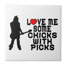 Love Me Some Chicks With Picks Ceramic Tiles