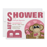 Love Monkey - Bold Pink Baby Shower Invitations